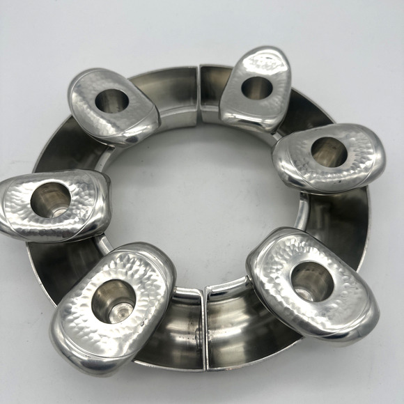 Vintage Silver Metal Cowboy Hat Design Candle Stick Holders.